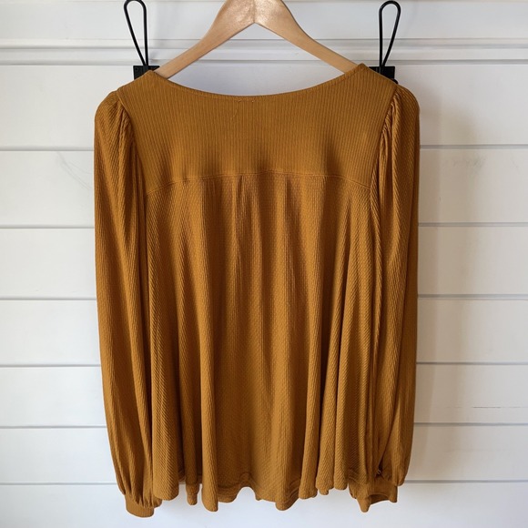Free People Womens Devin Top Relaxed Fit Balloon Sleeve Autumn Pearl Orange: Med - Picture 3 of 7